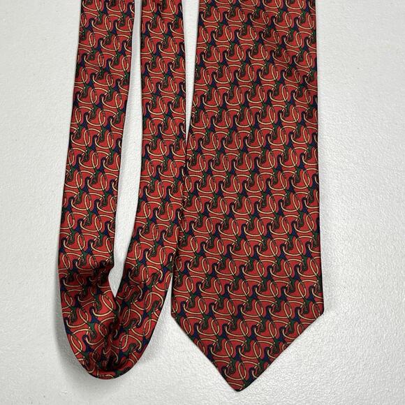 Vintage Burberrys' Silk Tie Red Abstract Mens Necktie Made in England 3.5"X56" - Picture 1 of 12